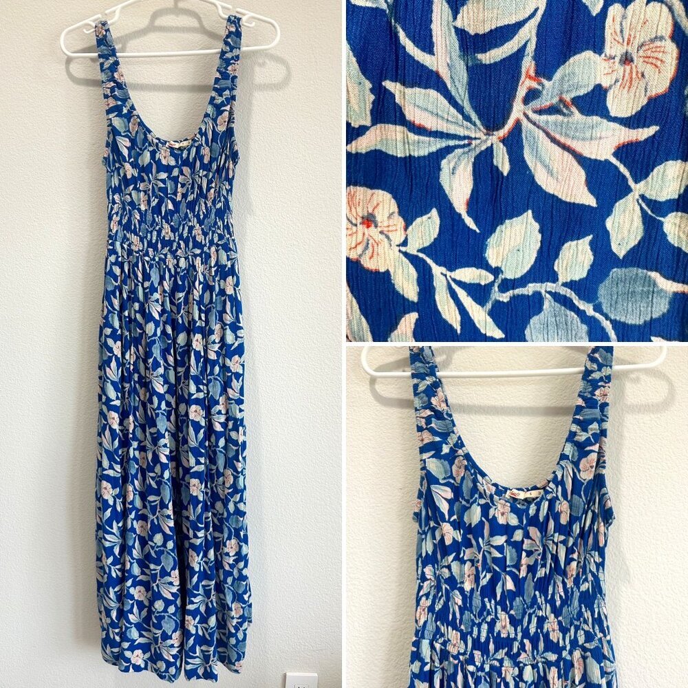 Faherty Blue Floral Sunseeker Ginger Sleeveless Midi Dress